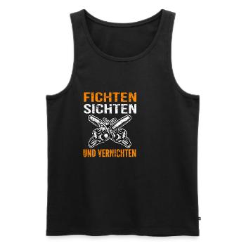 Fichten Sichten Vernichten Kettensäge Holz Wald - Männer Premium Bio Tank Top - Schwarz - Vorne - AI Model Male 178 light (178cm)
