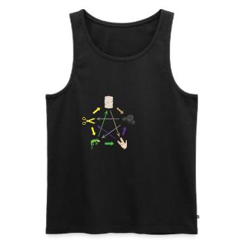 Ciseaux rock papier lézard ... nerd & geek - Débardeur bio Premium Homme - noir - Devant - AI Model Male 178 light (178cm)