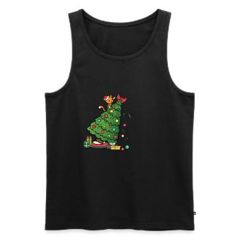 Cat Christmas Tree - Christmas Kitten - Men's Premium Organic Tank Top - black - Front - AI Model Male 178 light (178cm)