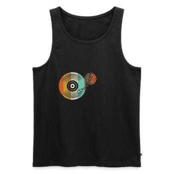 Scarf Plate Vinyl - Retro Turntable - DJ - Men's Premium Organic Tank Top - black - Front - Michal (187cm)