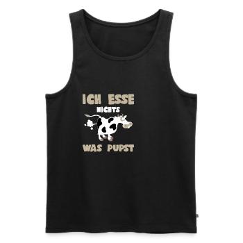 Veganer Vegetarier Spruch - Esse nichts was pupst - Männer Premium Bio Tank Top - Schwarz - Vorne - Michal (187cm)