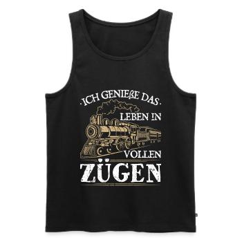 Ich Genieße Das Leben In Vollen Zügen Eisenbahn - Männer Premium Bio Tank Top - Schwarz - Vorne - Michal (187cm)