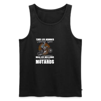 Moto Motard Tous Les Hommes Naissent Ègaux Biker - Männer Premium Bio Tank Top - Schwarz - Vorne - Michal (187cm)