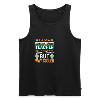 Geography Teacher Saying Geography Teacher Geography - Men's Premium Organic Tank Top - black - Front - AI Model Male 178 light (178cm)