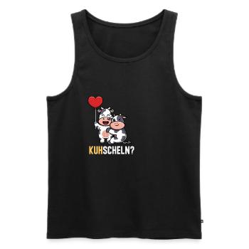 Kuhscheln Kuh Comic Landwirt Bauer Geschenk Bauern - Männer Premium Bio Tank Top - Schwarz - Vorne - Michal (187cm)