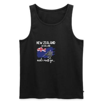 Neuseeland Flagge New Zealand Is Calling I Must Go - Männer Premium Bio Tank Top - Schwarz - Vorne - Michal (187cm)