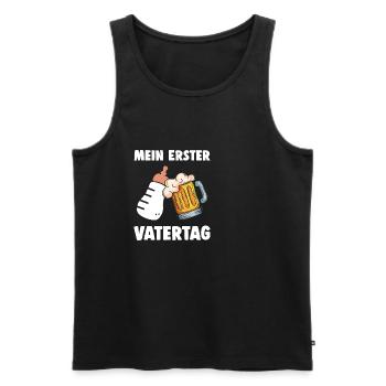Papa Vater Geschenk Bier Dad Mein Erster Vatertag - Männer Premium Bio Tank Top - Schwarz - Vorne - Michal (187cm)