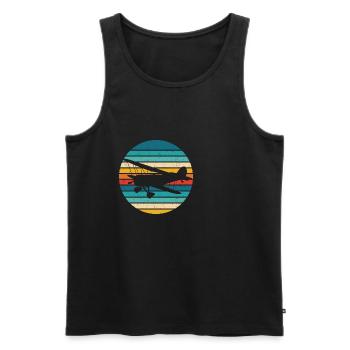 Flugzeug Retro Pilot Geschenk Fliegen Flugsport - Männer Premium Bio Tank Top - Schwarz - Vorne - AI Model Male 178 light (178cm)