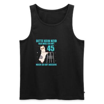 45. Geburtstag Geschenk Lama Alpaka Kein Neid - Männer Premium Bio Tank Top - Schwarz - Vorne - Michal (187cm)