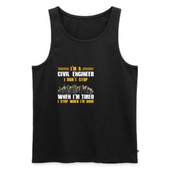 Cadeau d’ingénieur civil Ingénieur civil Ne vous arrêtez pas - Débardeur bio Premium Homme - noir - Devant - AI Model Male 178 light (178cm)