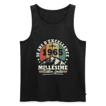 Millésime 1965, Cadeau D'anniversaire 58 Ans - Débardeur bio Premium Homme - noir - Devant - Michal (187cm)