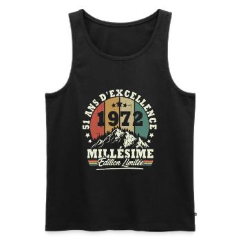 Millésime 1972, Cadeau D'anniversaire 51 Ans - Débardeur bio Premium Homme - noir - Devant - Michal (187cm)