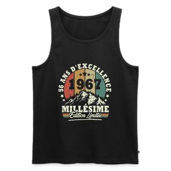 Millésime 1967, Cadeau D'anniversaire 56 Ans - Débardeur bio Premium Homme - noir - Devant - Michal (187cm)