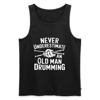 Never underestimate an old man on the drums - Men's Premium Organic Tank Top - black - Front - Michal (187cm)