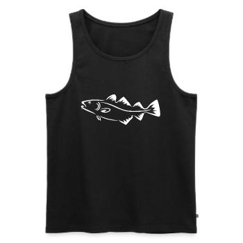 Dorsch - Fisch - Männer Premium Bio Tank Top - Schwarz - Vorne - Michal (187cm)