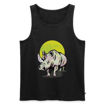 Rhino Nashorn - Männer Premium Bio Tank Top - Schwarz - Vorne - Michal (187cm)