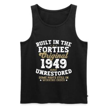 Built in the forties 1949 75. Geburtstag Herren - Männer Premium Bio Tank Top - Schwarz - Vorne - AI Model Male 178 light (178cm)