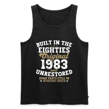 Built in the eighties 1983 39. Geburtstag Herren - Männer Premium Bio Tank Top - Schwarz - Vorne - AI Model Male 178 light (178cm)