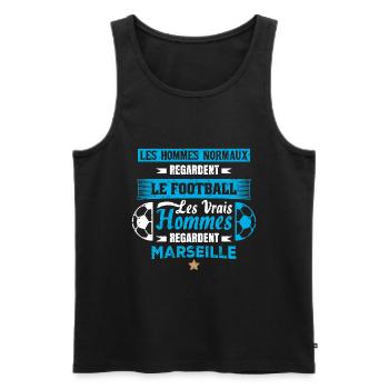 les vrais hommes regardent marseille club de foot - Débardeur bio Premium Homme - noir - Devant - AI Model Male 178 light (178cm)