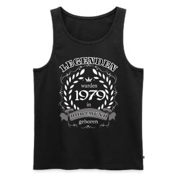 Legenden wurden 1979 in Dortmund geboren - Männer Premium Bio Tank Top - Schwarz - Vorne - Michal (187cm)
