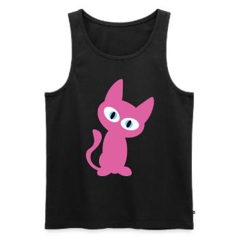 Rosa / Pinke Katze - das coole Katzen Design - Männer Premium Bio Tank Top - Schwarz - Vorne - AI Model Male 178 light (178cm)