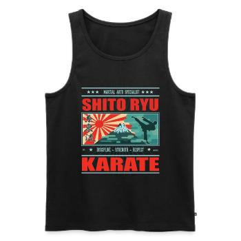 Coole Shito Ryu Karate Design mit Yoko Geri - Männer Premium Bio Tank Top - Schwarz - Vorne - AI Model Male 178 light (178cm)