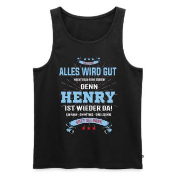 tout ira bien parce que Henry Is There T-Shirt - Débardeur bio Premium Homme - noir - Devant - Michal (187cm)