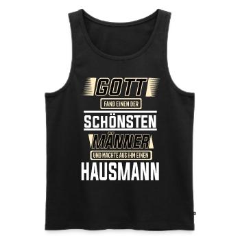 Hausmann, einer der schönsten Männer der Welt - Männer Premium Bio Tank Top - Schwarz - Vorne - Michal (187cm)