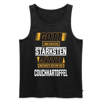 Couchkartoffel, einer der stärksten Männer - Männer Premium Bio Tank Top - Schwarz - Vorne - Michal (187cm)