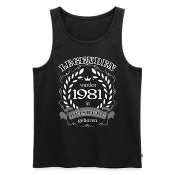 Legends were born in Duisburg in 1981 - Men's Premium Organic Tank Top - black - Front - Michal (187cm)