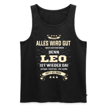 alles wird gut denn Leo Ist da T-Shirt - Männer Premium Bio Tank Top - Schwarz - Vorne - AI Model Male 178 light (178cm)