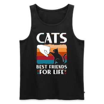 Meilleurs amis pour la vie des chats - Débardeur bio Premium Homme - noir - Devant - AI Model Male 178 light (178cm)