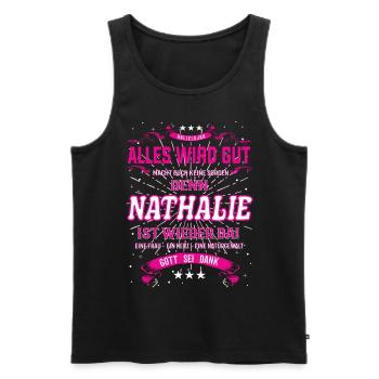 Nathalie ist wieder da, cooles Vornamens Design - Männer Premium Bio Tank Top - Schwarz - Vorne - Michal (187cm)