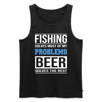 Fishing Solves Problems - Bier und Angler Design - Männer Premium Bio Tank Top - Schwarz - Vorne - AI Model Male 178 light (178cm)