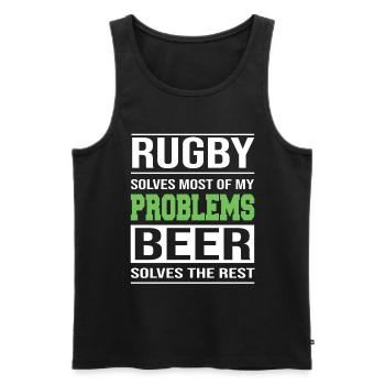 Rugby solves Most of my Problems - Männer Premium Bio Tank Top - Schwarz - Vorne - Michal (187cm)