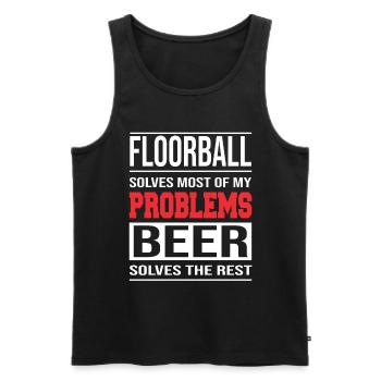 Floorball solves Most of my Problems - Männer Premium Bio Tank Top - Schwarz - Vorne - Michal (187cm)