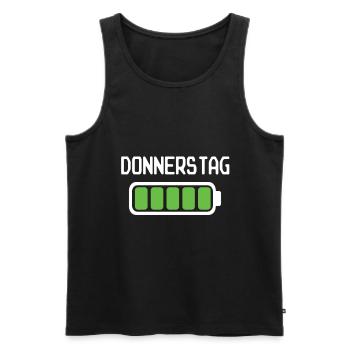 Donnerstag Akku voll geladen - Akkustand - Männer Premium Bio Tank Top - Schwarz - Vorne - Michal (187cm)
