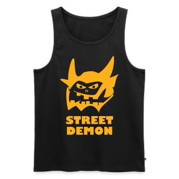 Street Demon, Skater Design avec le démon - Débardeur bio Premium Homme - noir - Devant - AI Model Male 178 light (178cm)