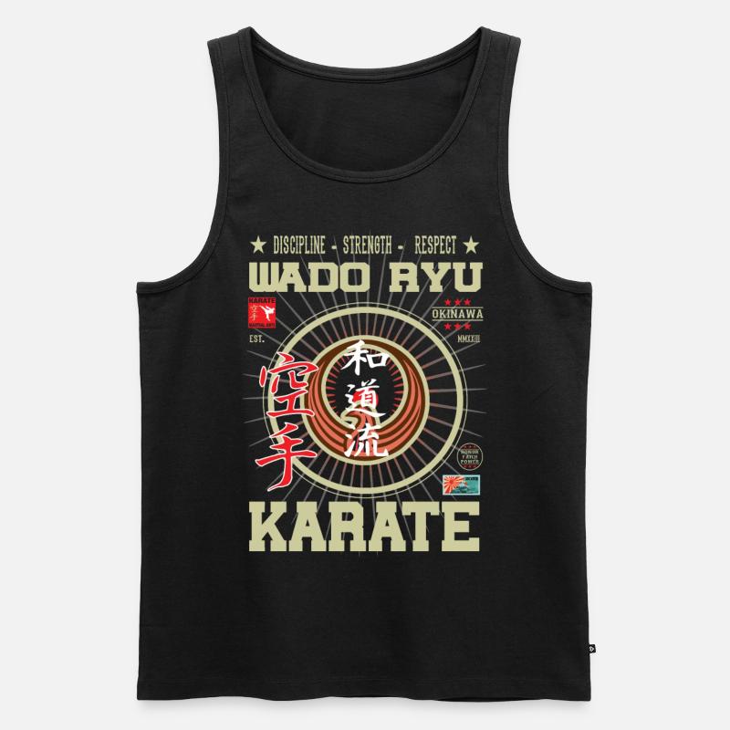 Wado-Ryu Karate Okinawa Design - Männer Premium Bio Tank Top - Schwarz
