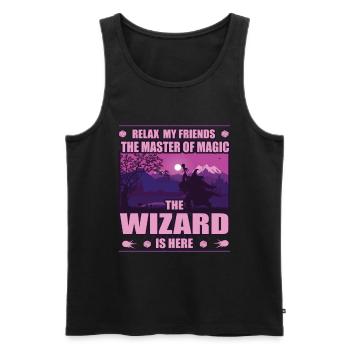 Magician, the master of magic, role player shirt - Men's Premium Organic Tank Top - black - Front - AI Model Male 178 light (178cm)