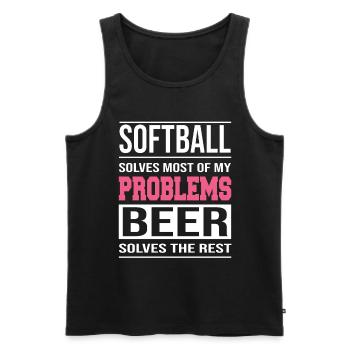 Le softball résout la plupart de mes problèmes de conception - Débardeur bio Premium Homme - noir - Devant - AI Model Male 178 light (178cm)