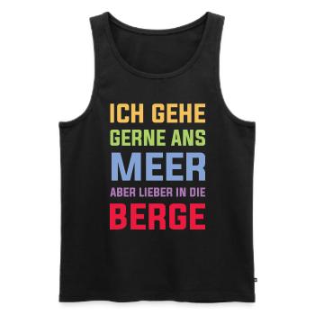 Ich gehe gerne ans Meer aber lieber in die Berge - Männer Premium Bio Tank Top - Schwarz - Vorne - AI Model Male 178 light (178cm)