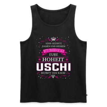 Eure Hoheit Uschi betritt den Raum - Männer Premium Bio Tank Top - Schwarz - Vorne - AI Model Male 178 light (178cm)