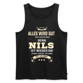 Alles wird gut denn Nils Ist da T-Shirt - Männer Premium Bio Tank Top - Schwarz - Vorne - Michal (187cm)