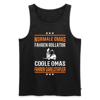 Coole Omas fahren Traktor Design - Männer Premium Bio Tank Top - Schwarz - Vorne - Michal (187cm)