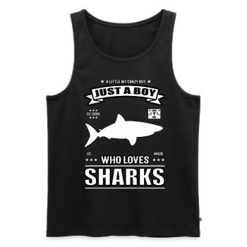 Juste un garçon qui aime la tenue des requins - Débardeur bio Premium Homme - noir - Devant - Michal (187cm)