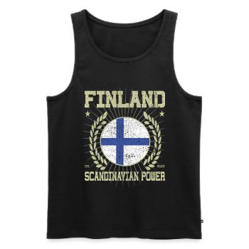 Cooles Finnland Design - Männer Premium Bio Tank Top - Schwarz - Vorne - AI Model Male 178 light (178cm)