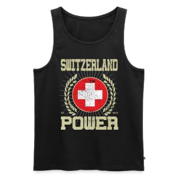 Cooles Schweiz Design - Männer Premium Bio Tank Top - Schwarz - Vorne - Michal (187cm)