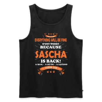 Tout ira bien Sascha est de retour - Débardeur bio Premium Homme - noir - Devant - Michal (187cm)