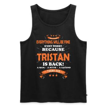 Tout ira bien Tristan est de retour - Débardeur bio Premium Homme - noir - Devant - AI Model Male 178 light (178cm)